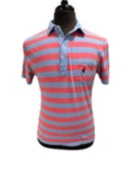 Johnnie-O Hanging Out The Original Polo Shirt Men’s Small Pink Blue Stripe Logo