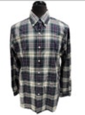 Ralph Lauren Oxford Shirt Men's Large Blue Green Tartan Plaid Button Up L/S