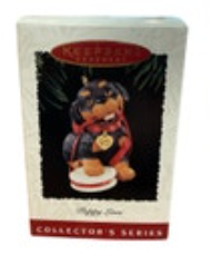 1995 Hallmark Keepsake Christmas Ornament Puppy Love #5 In Series Rottweiler