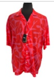 Hugo Boss Men's Size XXL Relaxed Fit Drew Red Camp Short Sleeve Button Up Shirt