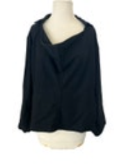 BOTTEGA VENETA Italy 100% Virgin Wool Black IT 40 (US 8) Drape Collar Sweater