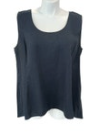 3X Premise Woman 100% Linen Sleeveless Tunic Blouse Zip Closure Black