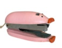 Vintage Pig Wood Stapler Hand Painted Figural Needs Repair
