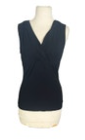 Josephine Chaus Small Black Sleeveless Rayon Blend Wrap Neck Stretch Tank