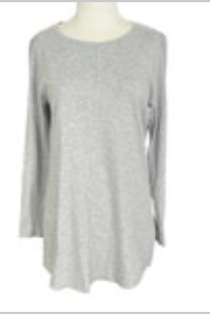 J.Jill Pure Jill Small Pima Stretch Cotton Shirt Tail Tunic Gray Long Sleeve Top