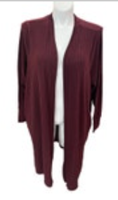 Lane Bryant Burgundy Open Front Duster 3/4 Sleeve Cardigan Size 22/24 Pockets