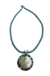 Blue Beaded Necklace Mother Of Pearl Abalone Pendant Turquoise Color Jewelry