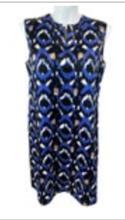 Doncaster Collection Shift Dress Blue Professional Lined Silk Blend V-Neck READ