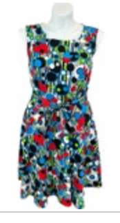 Hanpceirs Women's Black/Multicolored Geometric Print Fit & Flare Dress Size 3XL