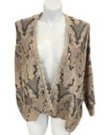 Free People L Open Front Hippie Lagenlook Fringe Boho Cardigan Dolman Sleeve