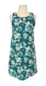 Garnet Hill Size 4 Linen Shift Green Floral Dress Womens Sleeveless Pockets