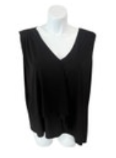 Sweet Clarity 3X Stretch Sleeveless Black Asymmetrical Ruffle Blouse