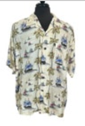 Pineapple Connection Hawaiian Shirt Men’s XL Beige Surfer 100% Rayon Vintage
