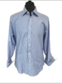 Charles Tyrwhitt Mens Slim Fit Blue Striped French Cuff Dress Shirt 16.5 X 33