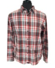 UNTUCKit Medium Slim Fit Flannel Shirt Red Gray White Plaid Cotton Button Front