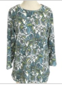 Emaline Womens M Floral Paisley Green Flowy Cozy Stretchy Boho Cottage Peasant