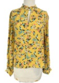 Maeve by Anthropologie Yellow Floral Keyhole Neck Meadowsweet Top Sz 00 Blouse