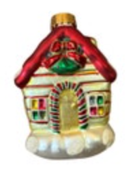 Christmas Village House Ornament Glass Embellished UT Wreath Glitter