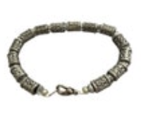 Boho Barrel Bracelet Silvertone Faux Clear Beaded Lobster Clasp *read