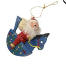 Wood Rocking Horse Santa Christmas Ornament Holiday Painted