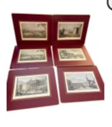 6 Lady Clare Hard Board Placemats Felt Back Res & Gold Trim Scenes of Ireland