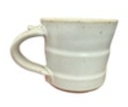 Vintage Handmade Ceramic Mug White Speckled Pottery Cup Ribbed Handle Signed B?