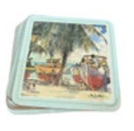 Pimpernel Jill Walker Barbados 4.25x4.25 Coasters Cork Bottom 6 Coastal Beach