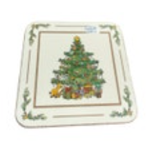 Pimpernel Christmas Tree Toys 4.25x4.25 Coasters Cork Bottom Set Of 5