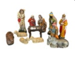 Vintage 12 Piece Paper Mache Nativity Putz Figurines Western Germany READ