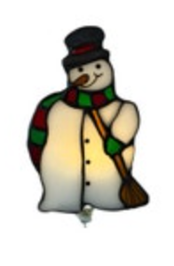 Snowman Night Light Frosty Stained Glass Holiday Winter Christmas Works