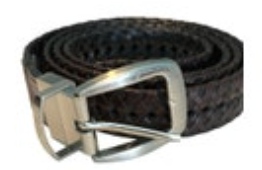 XL Men’s Woven Leather Reversible Belt Black Brown Silver Hardware