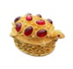 Vintage Florenza Ruby Red Cabochon Turtle Trinket Box Gold Tone 1.75” Long