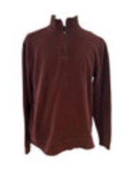 Large Carhartt Burgundy Relaxed Fit 1/4 Zip Pullover Sweatshirt Elbow Patch Work