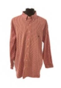 Polo Ralph Lauren 3XB Big Button Down Dress Shirt Classic Fit Red White Stripe