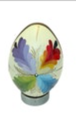 Pysanka Wooden Polish Easter Egg Art Hand Painted Feather Leaf Multicolor