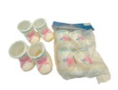 Lot Of 4 Cute Vintage Baby Bootie Cake Toppers Baby Shower Retro