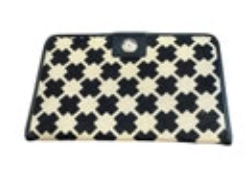 SPARTINA 449 Daufuskie Island ELLIS Square Snap Wallet Leather & Linen 8”x 4.75”