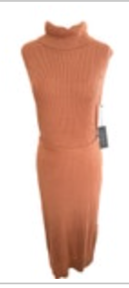 Rachel Zoe Brown Knit Ribbed Sleeveless Midi Dress Size XL NWT Sweater Soft