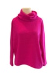 Clara Sun Woo Womens Medium Hot Pink Cowl Neck Cropped Sweater Knit Minimalist