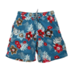Vilebrequin Mens XL Swim Trunks Blue Hawaiian Floral Print Drawstring Beach READ