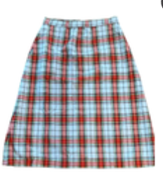 Vintage 1970s Womens Midi Skirt Handmade Blue Red Plaid Wool Preppy Holiday