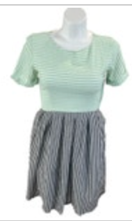 Fervour Modcloth Vintage Spring Green Blue & White Seersucker Dress Size Large