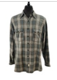 RRL Double RL Ralph Lauren Grey Blue Cotton Plaid Flannel Button Up Shirt Large
