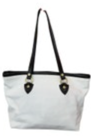 VALENTINA Genuine Leather White Crossbody Bag Handmade In Italy Black Trim Tote