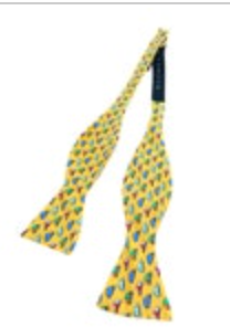 Lauren Ralph Lauren Yellow with Jockey Caps Silk Bow Tie Adjustable Neck USA