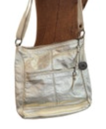 The Sak Lucia Leather Crossbody Messenger Bag Purse Metallic Gold Crossbody