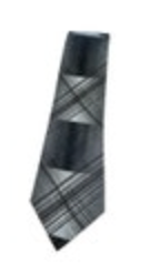 Vtg Classic Mr John Silk Tie Skinny Black Grey Wide Stripe Crosshatch 60s 70s