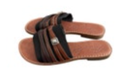 BRIGHTON Allman Flat Leather Sandals Brown Black Women’s Size 7.5 M EUC