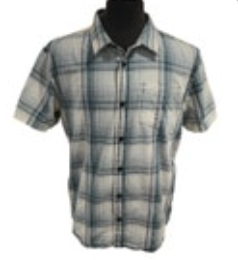 Prana Mens XL Plaid Short Sleeve Button Up Shirt Outdoor Casual Top Blue