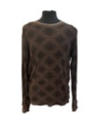 Point Zero Mens L Brown Diagonal Dot Textured Knit Distressed Pullover Y2K